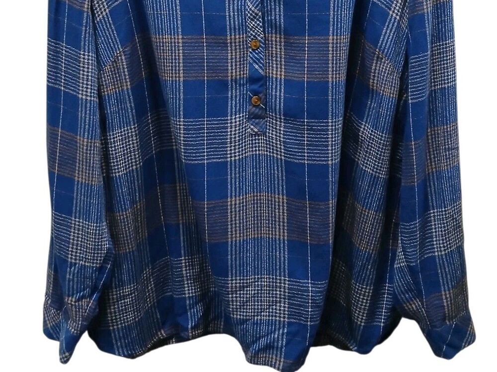 J Jill Womens XL Tunic Top Shirt Blue Plaid Henley Popover Long Sleeve Casual - Picture 3 of 13